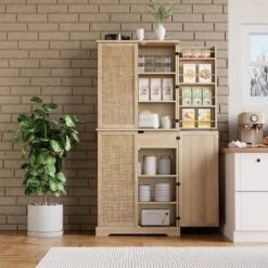 Jojoka 72''Kitchen Pantry Cabinet With Adjustable Shelves,Tall Storage Cabinet With 4 Doors And 1 Drawer For Kitchen,Light Oak -House Beautiful GUEST f84da21e c843 47eb 9a71 d2860db5eeab