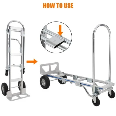 Convertible Hand Truck Dolly, Heavy Duty Folding Utility Cart, Pneumatic Tires For Warehouse, Aluminum 4 Convertible Hand Truck Dolly, Heavy Duty Folding Utility Cart, Pneumatic Tires For Warehouse, Aluminum - Image 2