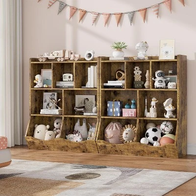 Toy Storage Cabinet, Three-Tier Kids Bookshelf And Bookcase For Storage Books And Toys, Multi Shelf With Cubby Cabinet 12 Toy Storage Cabinet, Three-Tier Kids Bookshelf And Bookcase For Storage Books And Toys, Multi Shelf With Cubby Cabinet - Image 10