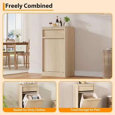 10 Gallon Tilt-Out Trash Cabinet – Modern Hidden Freestanding Garbage Can & Laundry Hamper, Pet-Proof Storage Cabinet, 1-Drawer Oa 8 10 Gallon Tilt-Out Trash Cabinet – Modern Hidden Freestanding Garbage Can & Laundry Hamper, Pet-Proof Storage Cabinet, 1-Drawer Oa - Image 6