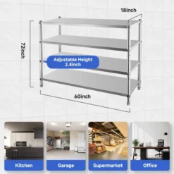 Stainless Steel Shelving Adjustable Shelf Storage Unit Stainless Steel Heavy Duty Shelving
