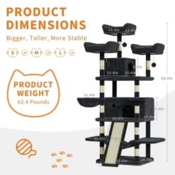 68.5-Inch Heavy-Duty Cat Tree For Large Cats & Indoor Cats, Multi-Level Cat Tower With 2 Condos, Plush Perches, Sisal Scratching Posts -House Beautiful GUEST fc344894 4826 4134 9906 5a20b6089fbb