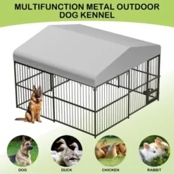 8X4FT/10X10FT/4X4FT Large Outdoor Dog Kennel, Heavy Duty Metal Dog Cage With Roof, Lock And Rotating Feeder, For All Dog Breeds 18 8X4FT/10X10FT/4X4FT Large Outdoor Dog Kennel, Heavy Duty Metal Dog Cage With Roof, Lock And Rotating Feeder, For All Dog Breeds -House Beautiful GUEST fc5b1cbd 975f 42e0 922d 2265b8434d2e