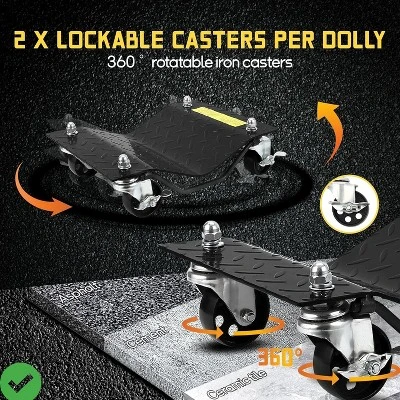 Heavy-Duty Steel Car Wheel Dolly Set Of 2/4 4000lbs/8000LBS Capacity Anti-Skid Tire Skates With 360° Swivel Casters 4 Heavy-Duty Steel Car Wheel Dolly Set Of 2/4 4000lbs/8000LBS Capacity Anti-Skid Tire Skates With 360° Swivel Casters - Image 2