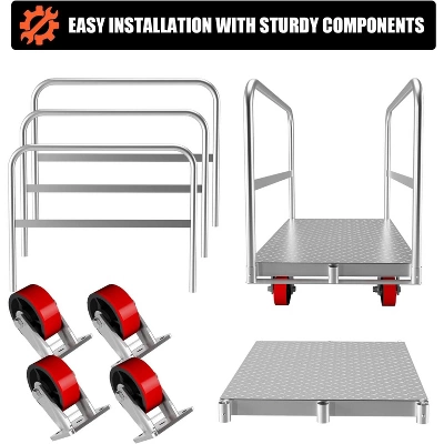 Heavy Duty Steel Panel Cart Dolly – 2000 Lbs Capacity Drywall Dolly & Lumber Truck Cart With 3 Side Handrails, 36" L X 24" W X 33" H 4 Heavy Duty Steel Panel Cart Dolly – 2000 Lbs Capacity Drywall Dolly & Lumber Truck Cart With 3 Side Handrails, 36" L X 24" W X 33" H - Image 2