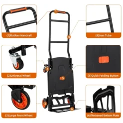 Folding Heavy Duty Hand Truck 330LB, Convertible 2-Wheel/4-Wheel Dolly Cart With Retractable Handle, Portable Moving Cart, Aluminum Alloy 13 Folding Heavy Duty Hand Truck 330LB, Convertible 2-Wheel/4-Wheel Dolly Cart With Retractable Handle, Portable Moving Cart, Aluminum Alloy -House Beautiful GUEST fd83219b 92ca 42db 9c32 152bd93cb632