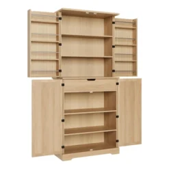 72'' Pantry Cabinet With Doors, Freestanding Tall Rattan Cabinet With 8 Door Shelves, Large Drawer 18 72'' Pantry Cabinet With Doors, Freestanding Tall Rattan Cabinet With 8 Door Shelves, Large Drawer -House Beautiful GUEST fd999a33 c42a 4dbb 8e1b d285791e0c6c