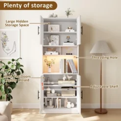 71" Pantry Cabinet, Kitchen Storage Cupboard With Microwave Stand & Anti-Tip Device, Modern Farmhouse Hutch For Dining Room, Bathroom, Living Room 11 71" Pantry Cabinet, Kitchen Storage Cupboard With Microwave Stand & Anti-Tip Device, Modern Farmhouse Hutch For Dining Room, Bathroom, Living Room -House Beautiful GUEST fdb5717b 8267 436d 82fa 0b0cb8a57101