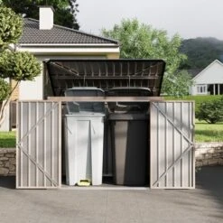 3x6 FT Metal Outdoor Storage Shed For 2 Trash Cans, Garbage Bin Storage With Chain Lid, Garden & Backyard Utility Shelter For Patio, Lawn 15 3x6 FT Metal Outdoor Storage Shed For 2 Trash Cans, Garbage Bin Storage With Chain Lid, Garden & Backyard Utility Shelter For Patio, Lawn -House Beautiful GUEST fe89d7b7 f4d2 4adb a4ed 09d47d0dc7c2