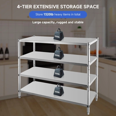 Stainless Steel Shelving Adjustable Shelf Storage Unit Stainless Steel Heavy Duty Shelving 5 Stainless Steel Shelving Adjustable Shelf Storage Unit Stainless Steel Heavy Duty Shelving - Image 3