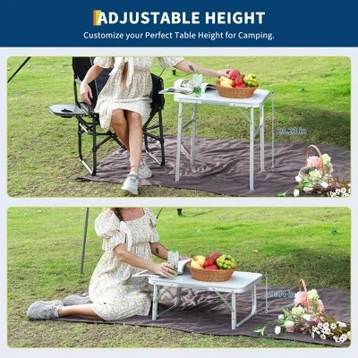 Small Folding Table, Adjustable Height Aluminum Frame Foldable Camping Table With Carrying Handle 8 Small Folding Table, Adjustable Height Aluminum Frame Foldable Camping Table With Carrying Handle - Image 6