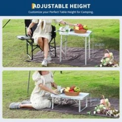 Small Folding Table, Adjustable Height Aluminum Frame Foldable Camping Table With Carrying Handle, Lightweight And Portable -House Beautiful GUEST feb30cf5 55f1 4f02 a32e a3a0b56a1be0