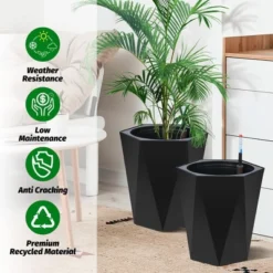 23 Inch Tall Outdoor Planters Set Of 2, Self Watering Pots For Indoor Plants With Water Level Monitor & Drainage Hole & Wheels,Black 17 23 Inch Tall Outdoor Planters Set Of 2, Self Watering Pots For Indoor Plants With Water Level Monitor & Drainage Hole & Wheels,Black -House Beautiful GUEST ff0e3db2 4f39 43fc 905b d0a19cfbc302