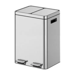 Trash Can With Lids, 3 Compartments Pedal Stainless Steel Kitchen Recyclingtrash Bin With Odor Seal -House Beautiful GUEST ff4feb1c 05ed 40f9 8b3c 5e5cc77f8b2c