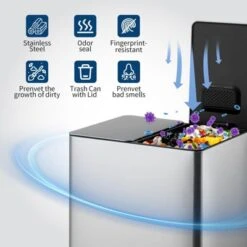 Dual Trash Can, 2x4 Gallon (2x15L) Stainless Steel Step Trash Can -House Beautiful GUEST ffa5f0a8 a1b8 4d34 b0ea d7d68bca2ba6